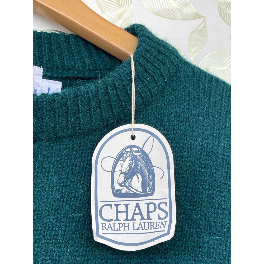 Chaps Ralph Lauren Handframe Wool Sweater Large Hunter Green Heritage Core - Picture 8 of 11